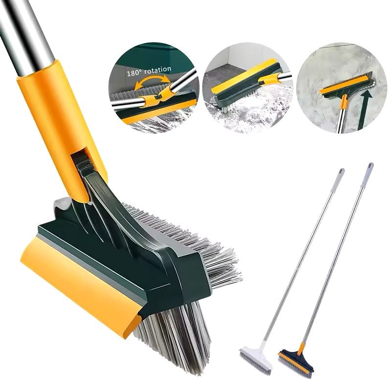 3 in 1 Magic Brush Floor Scrub Brush Broom Brush. Long Handle Household Cleaning Brush Stainless Steel Bathroom Cleaning Home