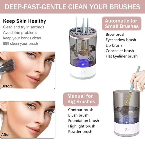 All new Automatic make up brush cleaner ,with usb plugin ,clean brushes and dry ,keep of bacteria from dirty brushes ideal for make up artists best girls gift , clean foundation contour powder brushes