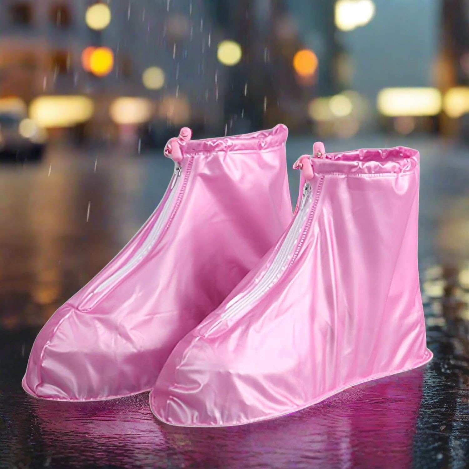 Reusable Waterproof Rain Shoe Covers for Kids - Anti-Slip PVC Boots with Zipper & Drawstring, Outdoor Protective Overshoes.Waterproof Shoe Cover With Zipper.