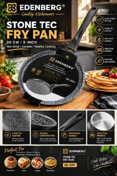 EDENBERG FLAT GRANITE Pancake/Chapati/Omelletes/Crepes Pan NON STICK can be used for chapatis, crepes, tawa and even eggs Perfect for Gifting Purposes.