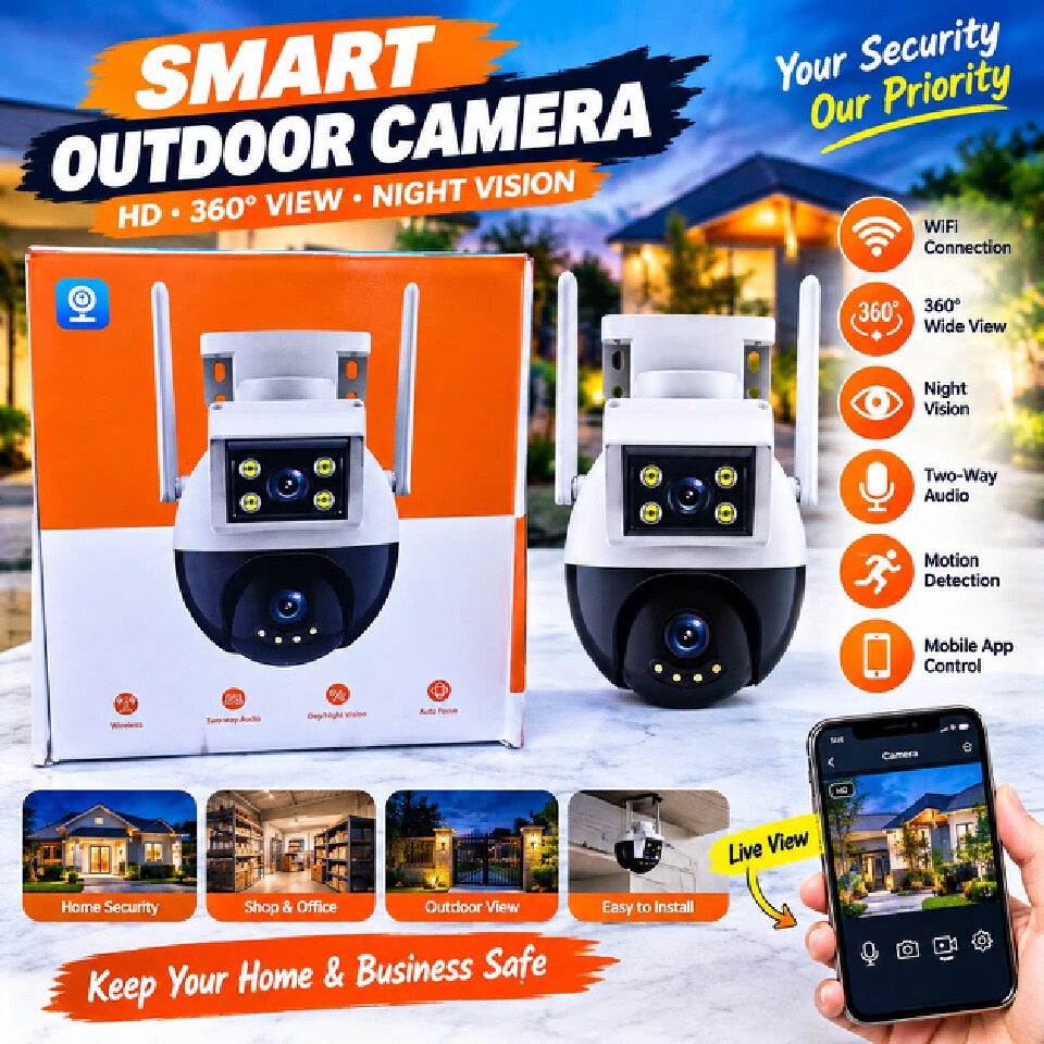 SMART OUTDOOR CAMERA V380°Keep an eye on valuable equipment, materials, and activities, protecting your investment around the clock, especially after hours.