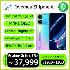 Refurbished Phones Realme GT Neo5 Se 12GB RAM 512GB ROM 144Hz OLED Screen Snapdragon 7+ Gen 2 Under Display Fingerprint Unlock 5500mAh Battery 64MP+16MP Camera Smart Phones