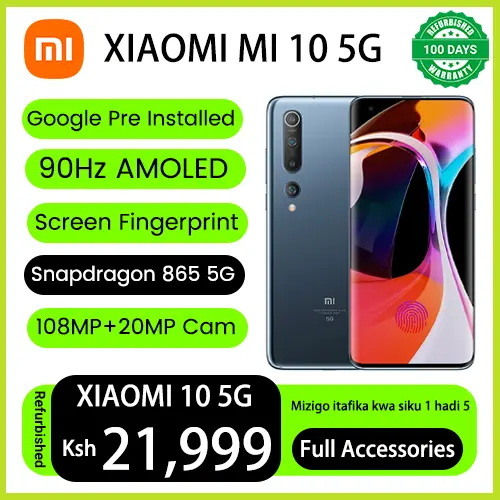 Refurbished Phones XIAOMI MI 10 5G 16(8+8)GB RAM 90Hz AMOLED Snapdragon 865 5G 108MP Underdisplay Fingerprint 4780mAh VC Liquid Cool Dual 5G Network Wifi-6 Smart Phones