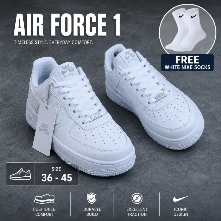 🔥 ( FREE SOCKS ) QUALITY AIR FORCE 1 "WHITE" AIRFORCE 1, COLOUR WHITE ,HIGH QUALITY SNEAKERS. Best shop for Airforce, Air jordan, Airmax tn, Air force sneakers)