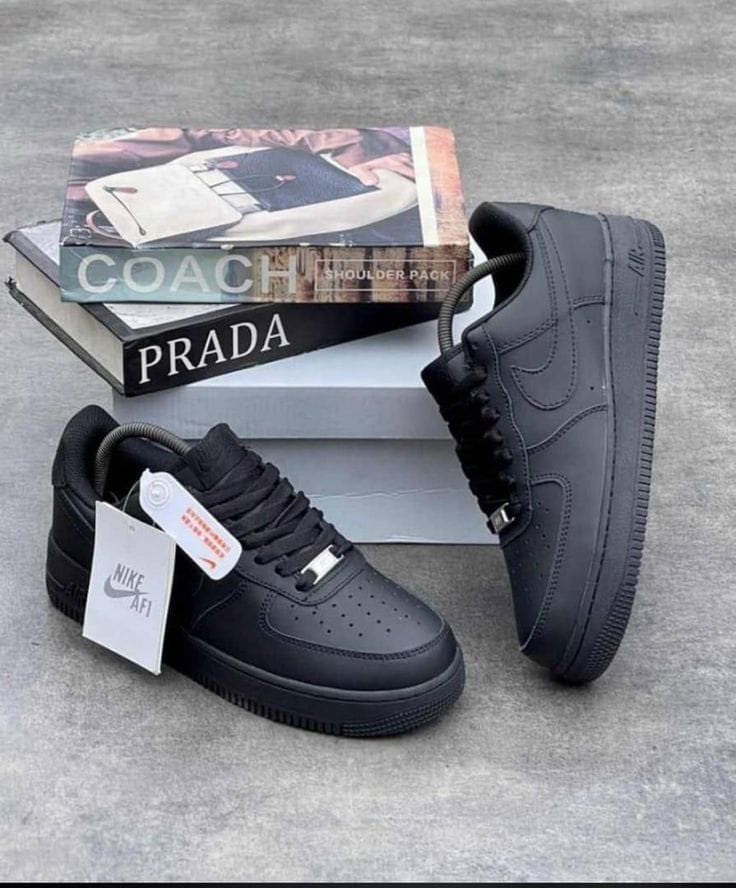 🔥 (On Offer) Air Force 1 Pure Black Low Classic Sneakers – Premium All-White & Triple Black Airforce 1 Leather Casual Streetwear Shoes | Unisex Everyday Comfort, Durable Sole & Timeless Urban Style,