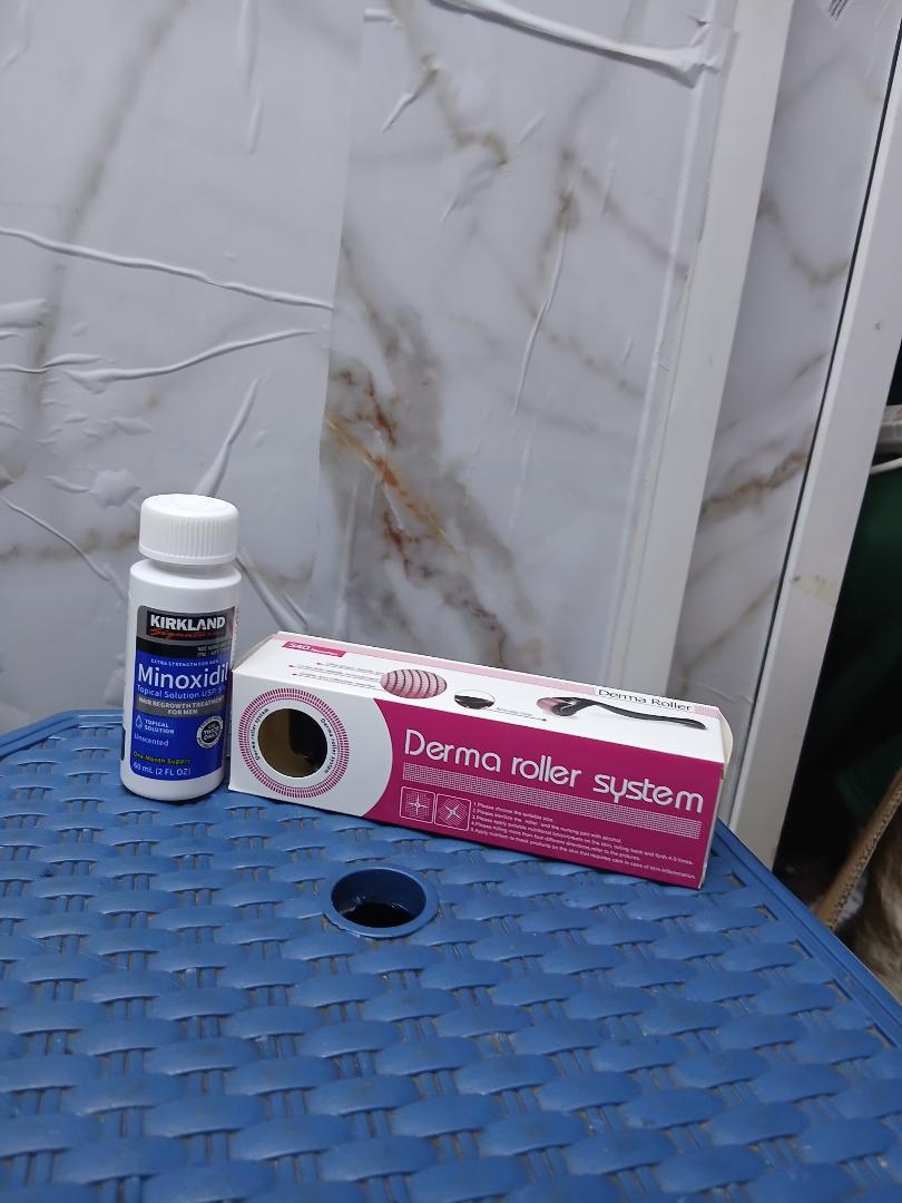 kirkland minoxidile hair regrowth topical solution 60ml ( one month supply) + dermaroller 0.5mm