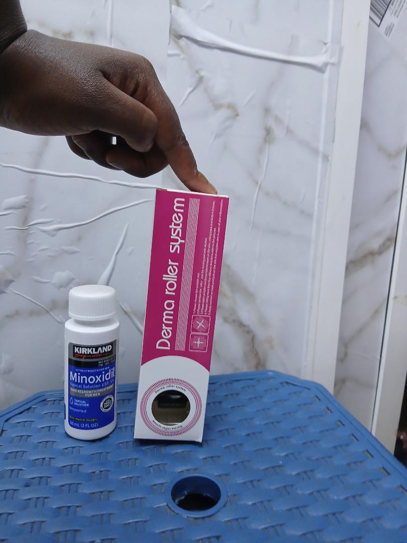 kirkland minoxidile hair regrowth topical solution 60ml ( one month supply) + dermaroller 0.5mm