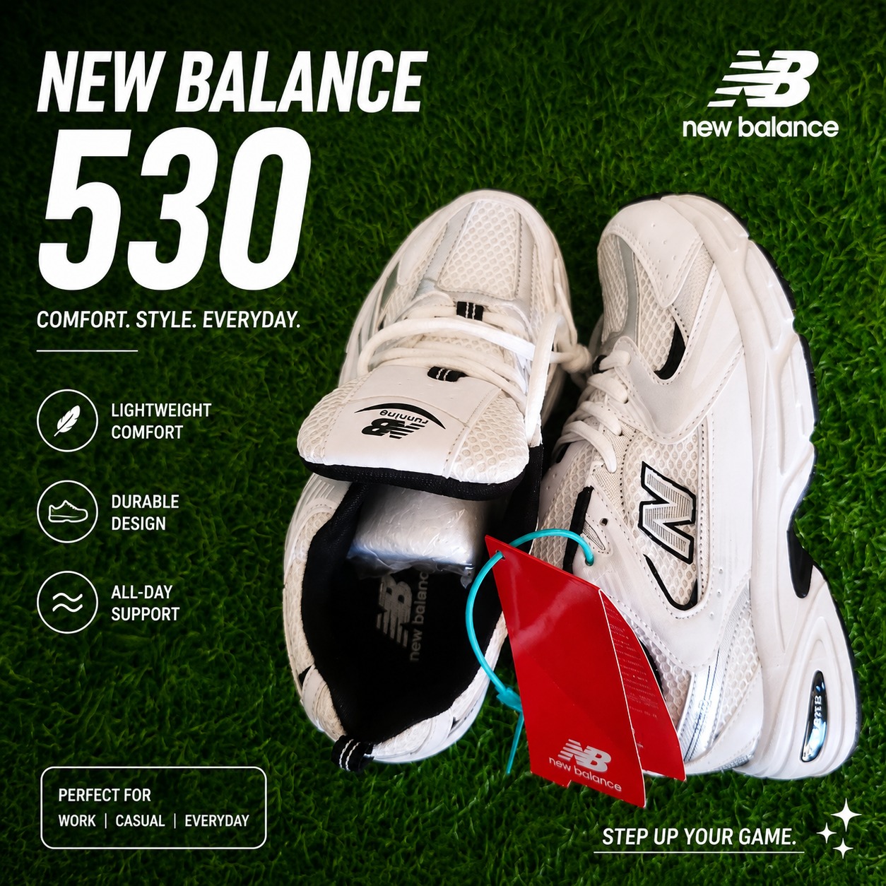 🔥(ON OFFER) 🔥 New (NB) Balance 530 Premium White Chunky Sneakers – Lightweight Breathable Casual Running & Streetwear Shoes for Men & Women