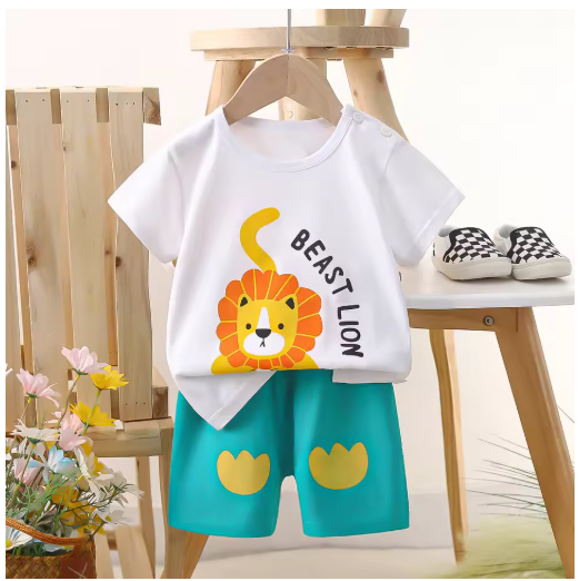 Children's Short Sleeved Set Summer Pure Cotton Boys' Clothing Thin New Girls' T-shirt Summer Baby Kids Clothing