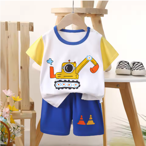 Children's Short Sleeved Set Summer Pure Cotton Boys' Clothing Thin New Girls' T-shirt Summer Baby Kids Clothing