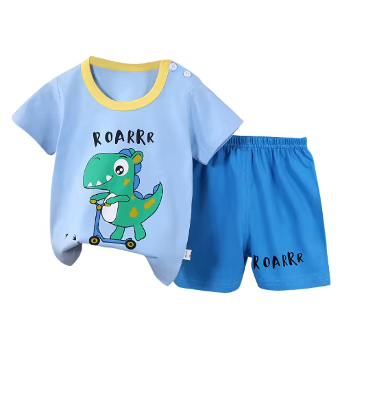 Children's Short Sleeved Set Summer Pure Cotton Boys' Clothing Thin New Girls' T-shirt Summer Baby Kids Clothing