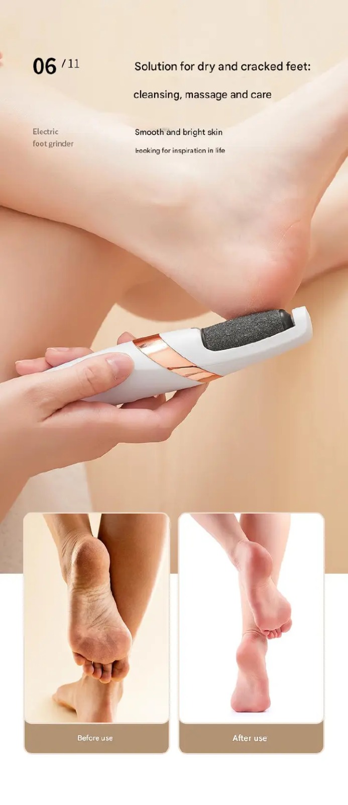 Electric Foot Grinder Foot Care Pedicure Device Callus Remove Artifact for Removing Dead Skin Machine and Calluses Foot Trimmer USB Rechargeable Foot Massager                                         .