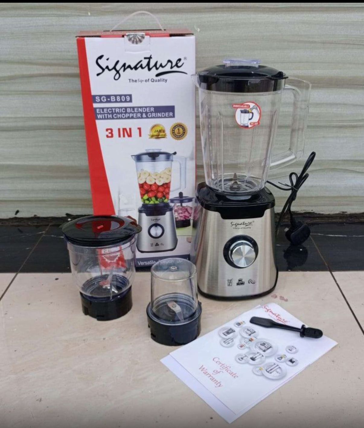 🍉🍉Signature Powerful 3 in 1 Blender with Unbreakable Blender jar and Grinding Jars, Smoothie, Juice Maker with Spice Grinder with 3 Speed Switch, Safety Lock, High-Speed and Durable 600W🍒🍎