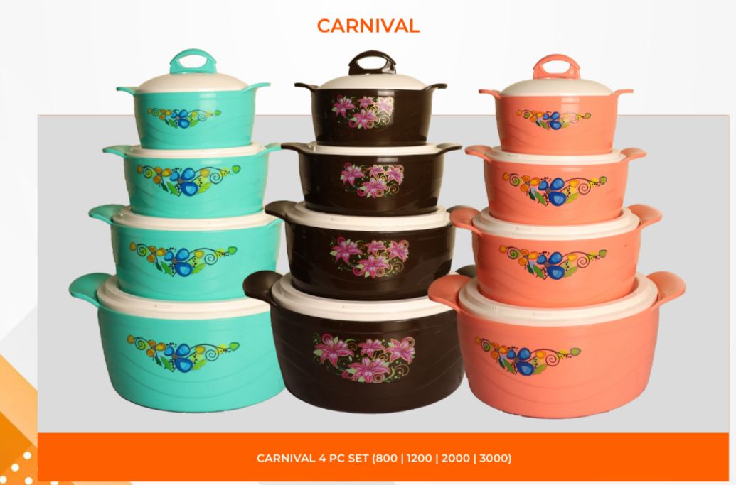 CARNIVAL INSULATED HOTPOT DISHES FOR KITCHEN AND DINING COOKWARE HOTPOTS🍁🍵helps to keep the food warm & PP Material Outer Layer. The PP part is elegantly decorated boost your spirits when serving. W