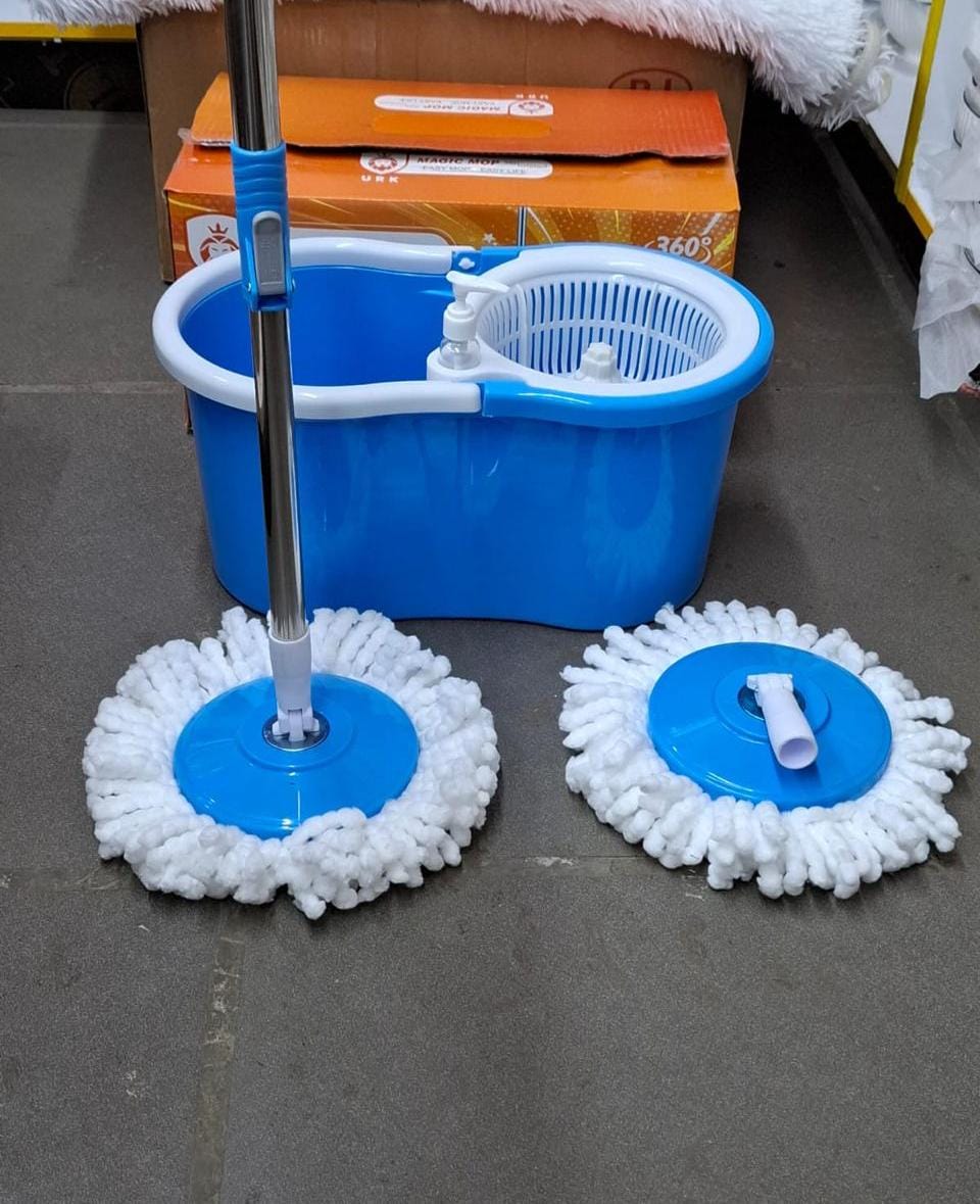 DONT MISS OUT‼️‼️Spin Mob Portable Automatic Spin Mop and Bucket Set for Floor Cleaning with 360° Rotating Handle and Microfiber Heads➰➰Say goodbye to bending, squeezing, and dirty water—Spin Mob does