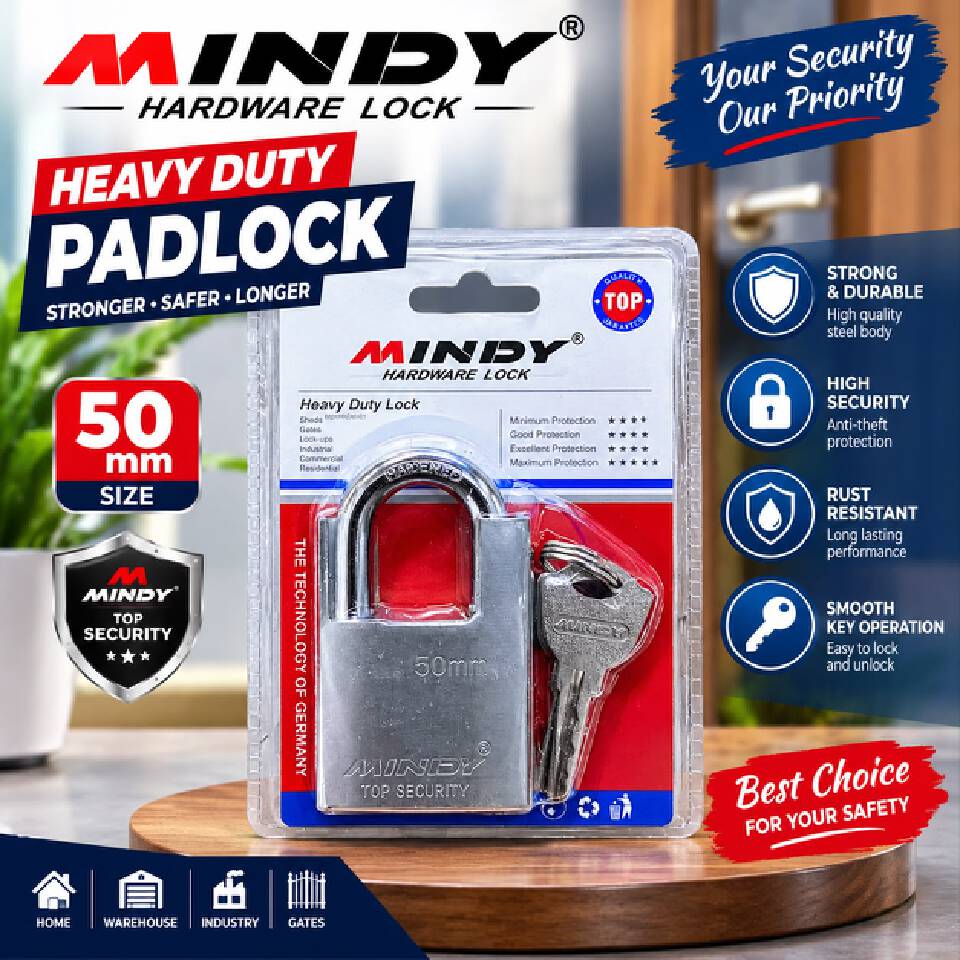 secure
durable
reliable🥳🥳mindy silver 50mm‼️‼️Hard to copy with high precision,it is one of the best advantage for burglar-proof locks.
Padlock suggested for school, gym lockers, cases, chains,cabin