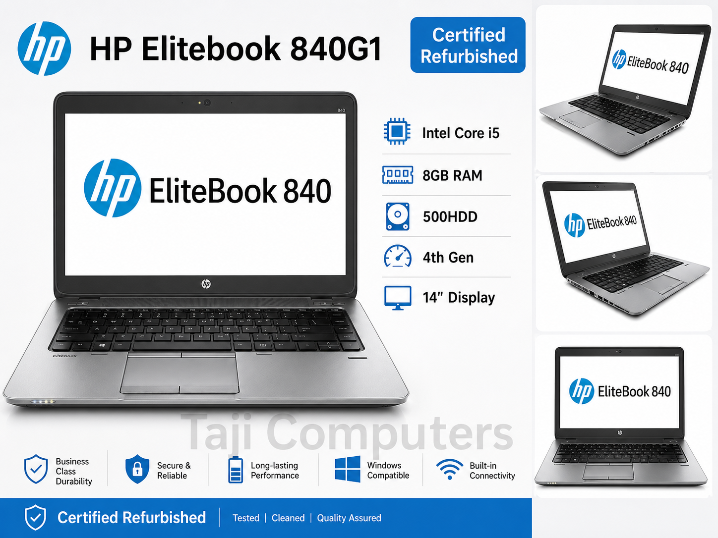 (SPECIAL OFFER!) HP EliteBook 840 G1 Intel Core i5 4th Gen 8GB RAM 500HDD Storage 14" Screen Display, Backlit Keyboard, Windows 11 pro and Office 2019 installed. 3 Months Warranty.