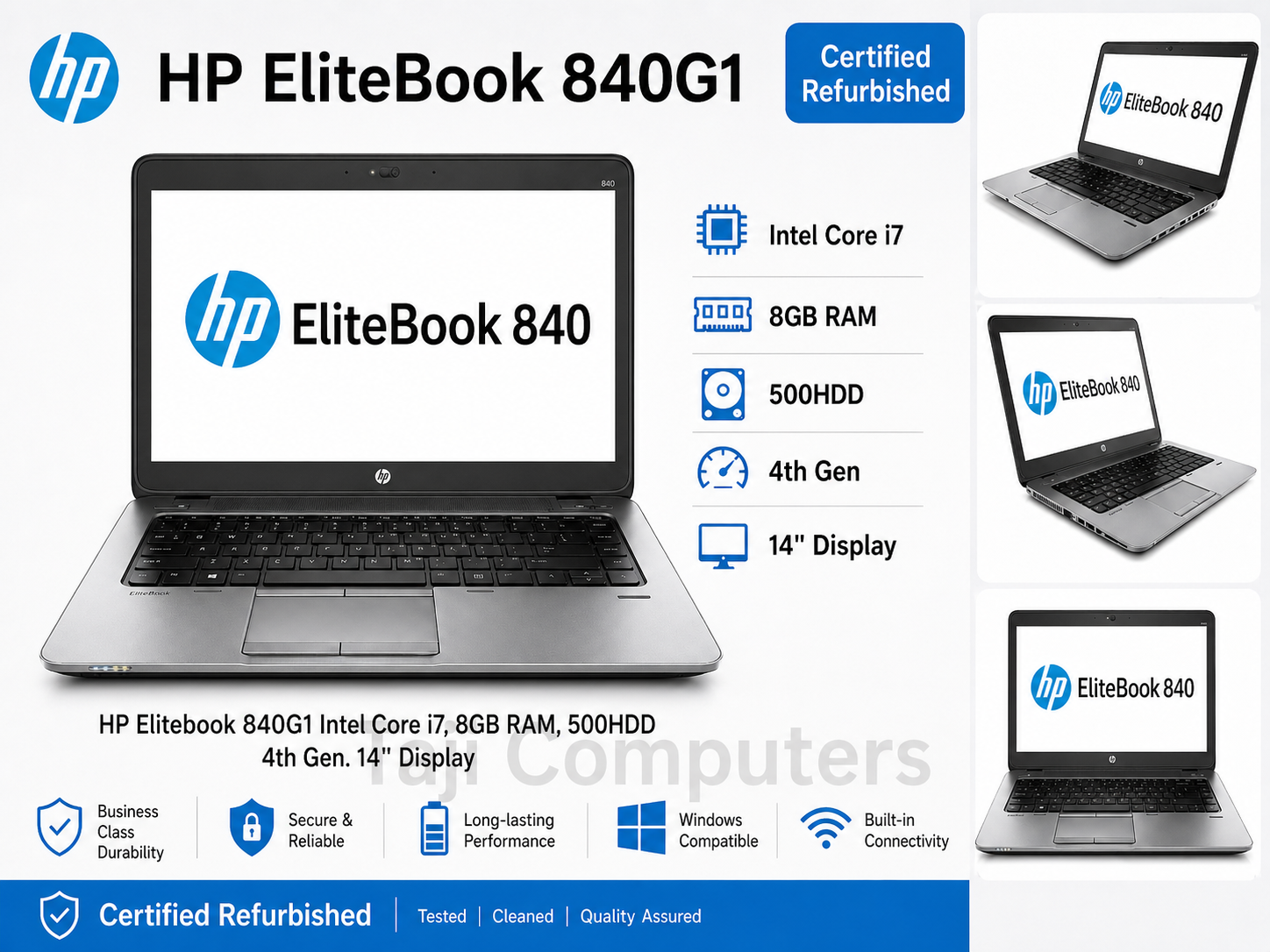 (SPECIAL OFFER!) HP EliteBook 840 G1 Intel Core i5 4th Gen 8GB RAM 500HDD Storage 14" Screen Display, Backlit Keyboard, Windows 11 pro and Office 2021 installed. 3 Months Warranty.