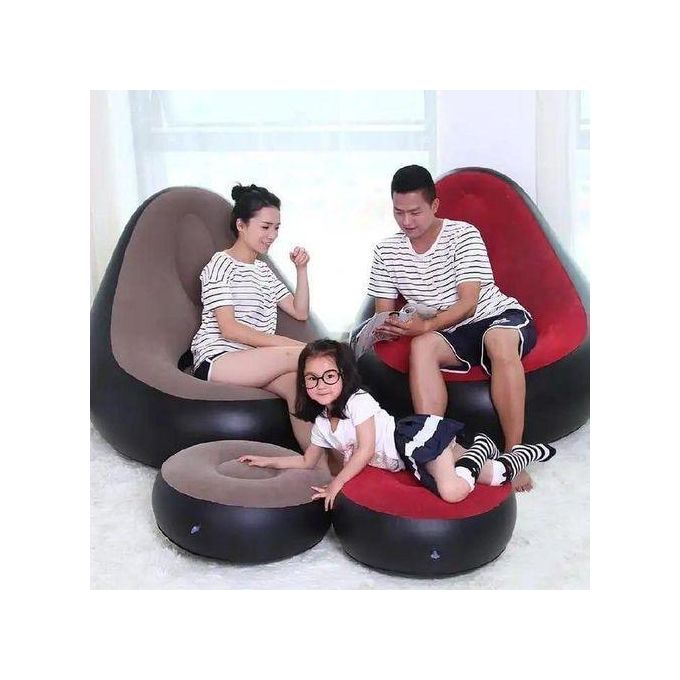 Inflatable Seat With Foot Rest And Pump - Durable, Comfortable & Portable Air Chair