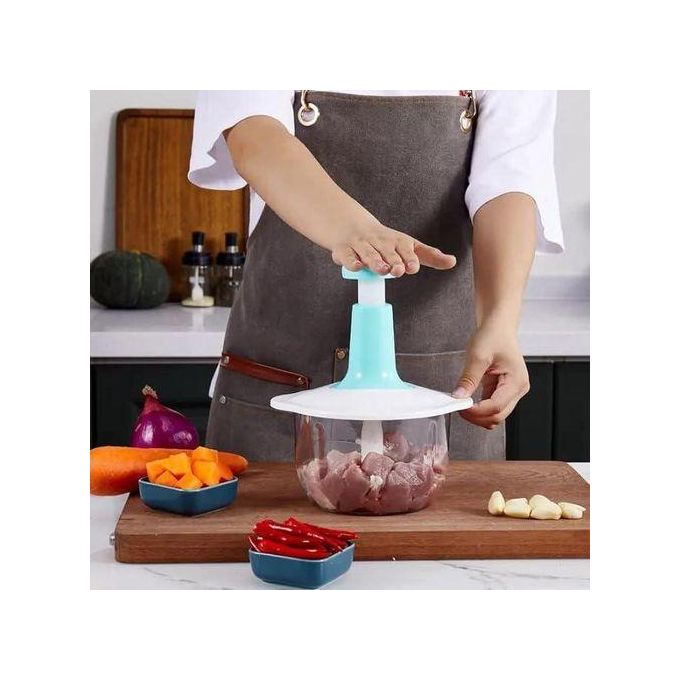 Hot sale Manual Food Chopper, Speedy Chopper With 3 Curved Stainless Steel Blades, Handheld Vegetable Chopper/Mincer/Mixer/Blender To Chop Fruits Onions/Nuts/Ginger/Herbs/Garlics