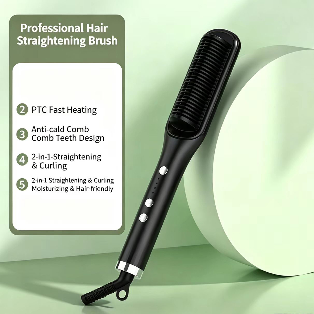 Straight Hair Comb With Negative Ion Function For Both Straight And Curly Hair Two-In-One Lazy Curling Hair Iron.
