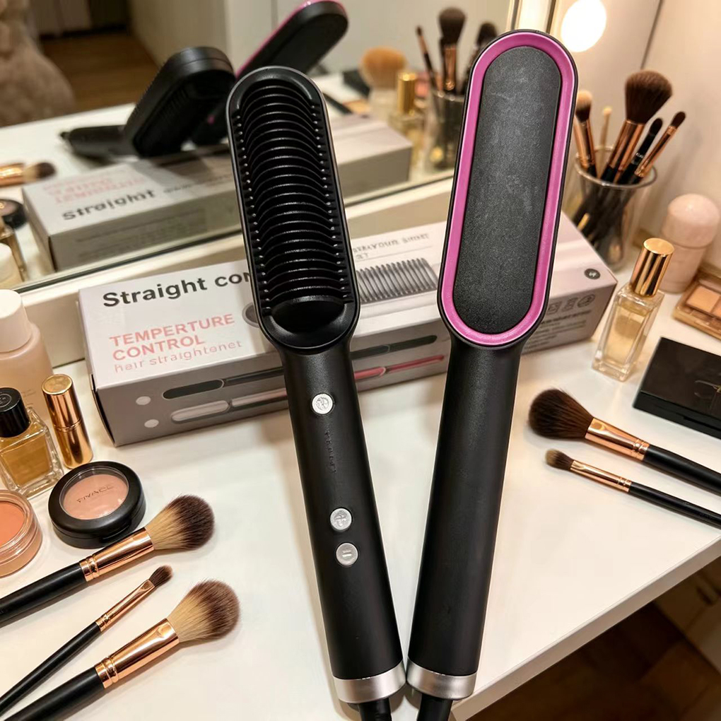 Straight Hair Comb With Negative Ion Function For Both Straight And Curly Hair Two-In-One Lazy Curling Hair Iron.