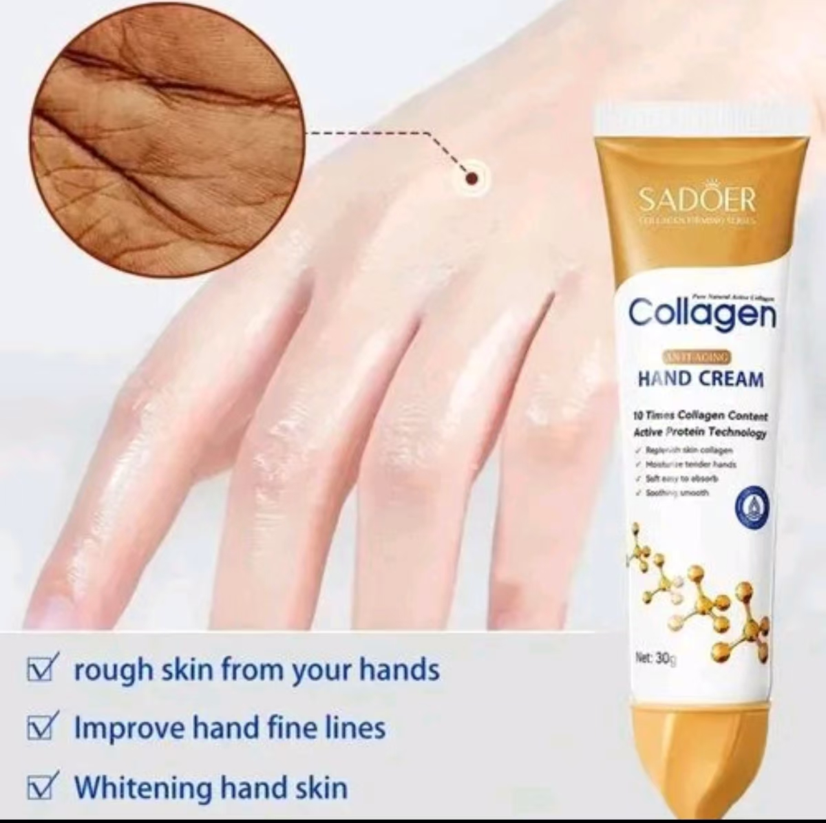 Collagen Anti Wrinkle Hand Cream, Moisturizing Repair Dry Cracked Rough Hands, Anti-Aging Whitening Nourishing Hand Lotion For African Dry Skin