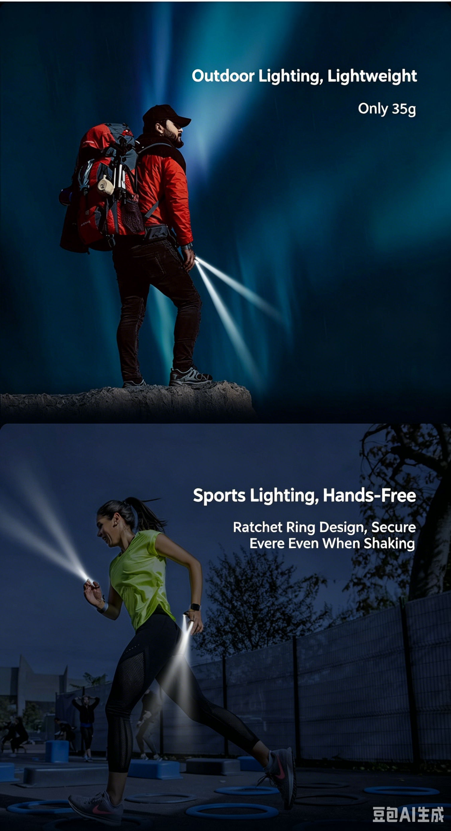 Lightweight Finger Ring Flashlight Rechargeable Wrist LED Light Hands-Free Illumination for Night Fishing Hiking Repair Outdoor Sports