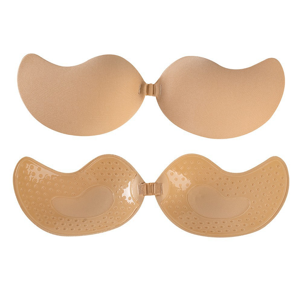 Mango Cup Invisible Adhesive Bra, Ultra Thin Breathable Mesh Strapless Push Up Sticky Bra for Wedding Backless Dress