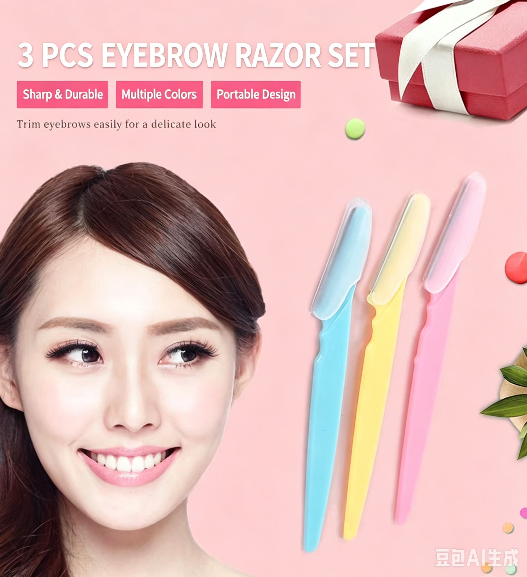 3Pcs Safety Stainless Steel Eyebrow Razors Multicolor Plastic Handle Facial Hair Trimmer Shaver Portable Women Unisex Makeup Beauty Grooming Tool Set