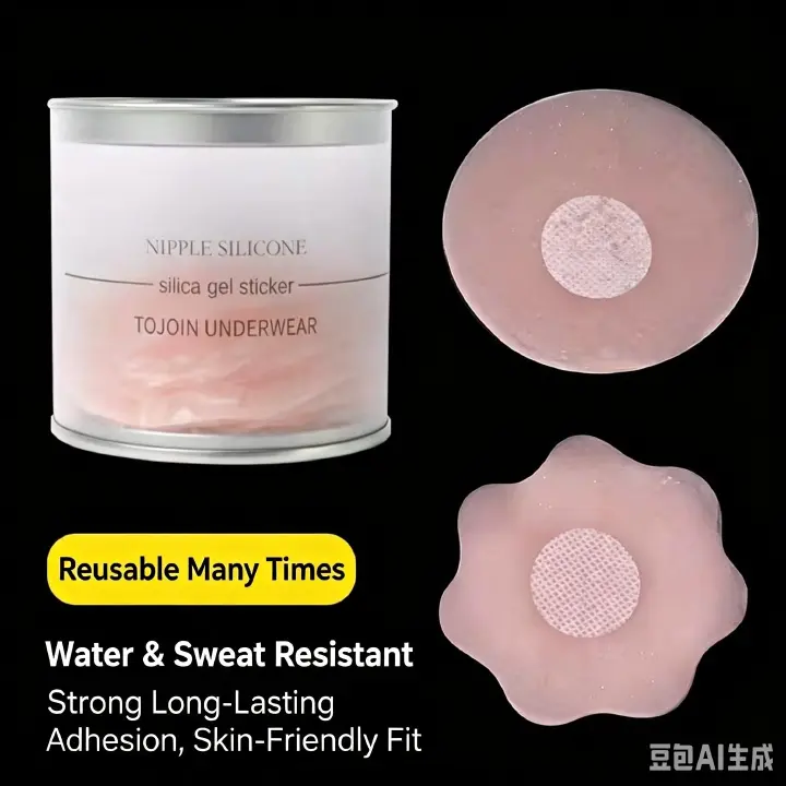 Reusable Invisible Silicone Nipple Covers, Anti-Convex Point Adhesive Breast Pasties, Thin No Trace Nipple Pads, Flower & Round 2 Styles for Women Outfits