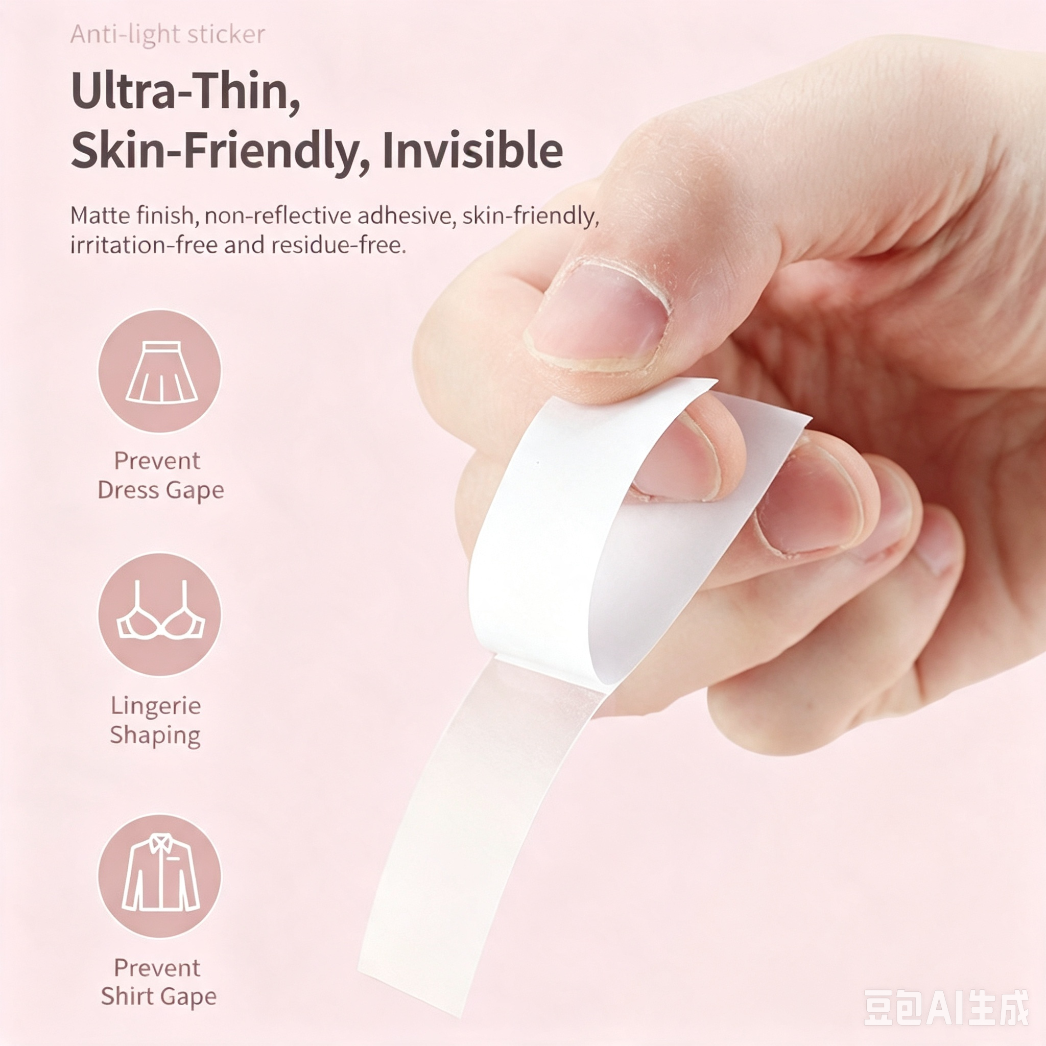 Invisible Anti-Leakage Clothing Tape Double Sided PET Anti Slip Anti-Light Sticker For Dress Shirt Camisole Suit Tie Unisex