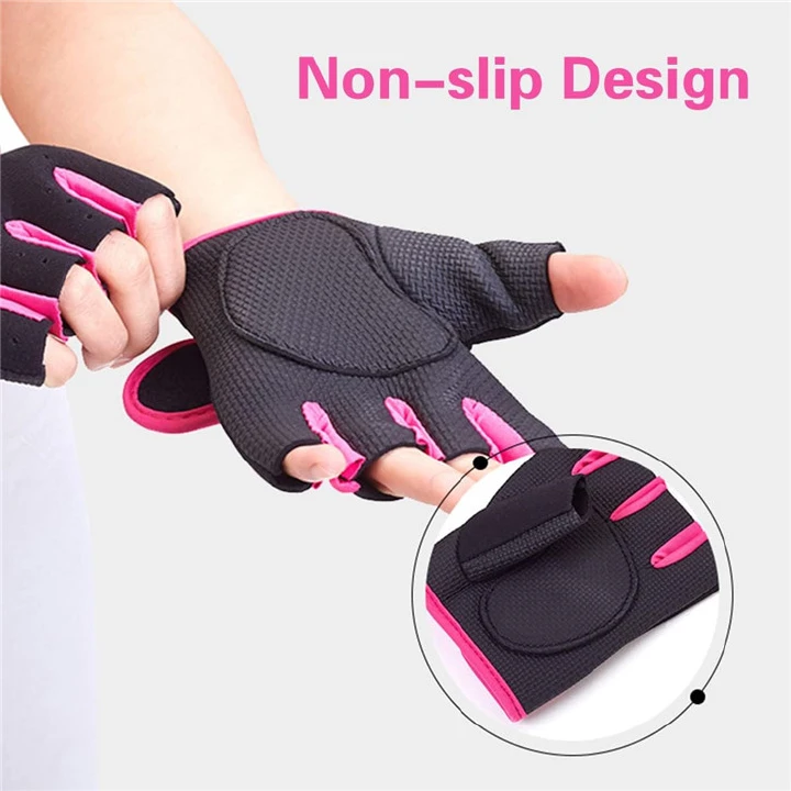 Unisex Half Finger Sports Gloves Anti‑Slip Shock‑Absorbing Breathable Gym Fitness Gloves for Cycling Biking Weight Lifting Climbing Boating Fishing Workout