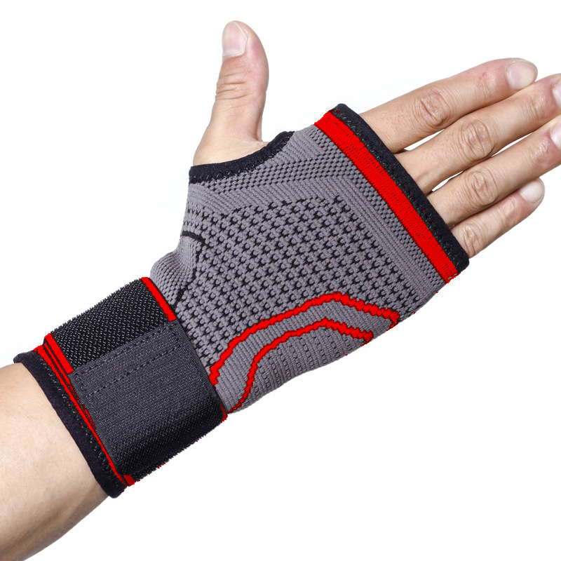 Knitted Wrist Support Palm Brace Compression Hand Glove Adjustable Strap for Gym Weight Lifting Cycling Badminton Sports Hand Protection