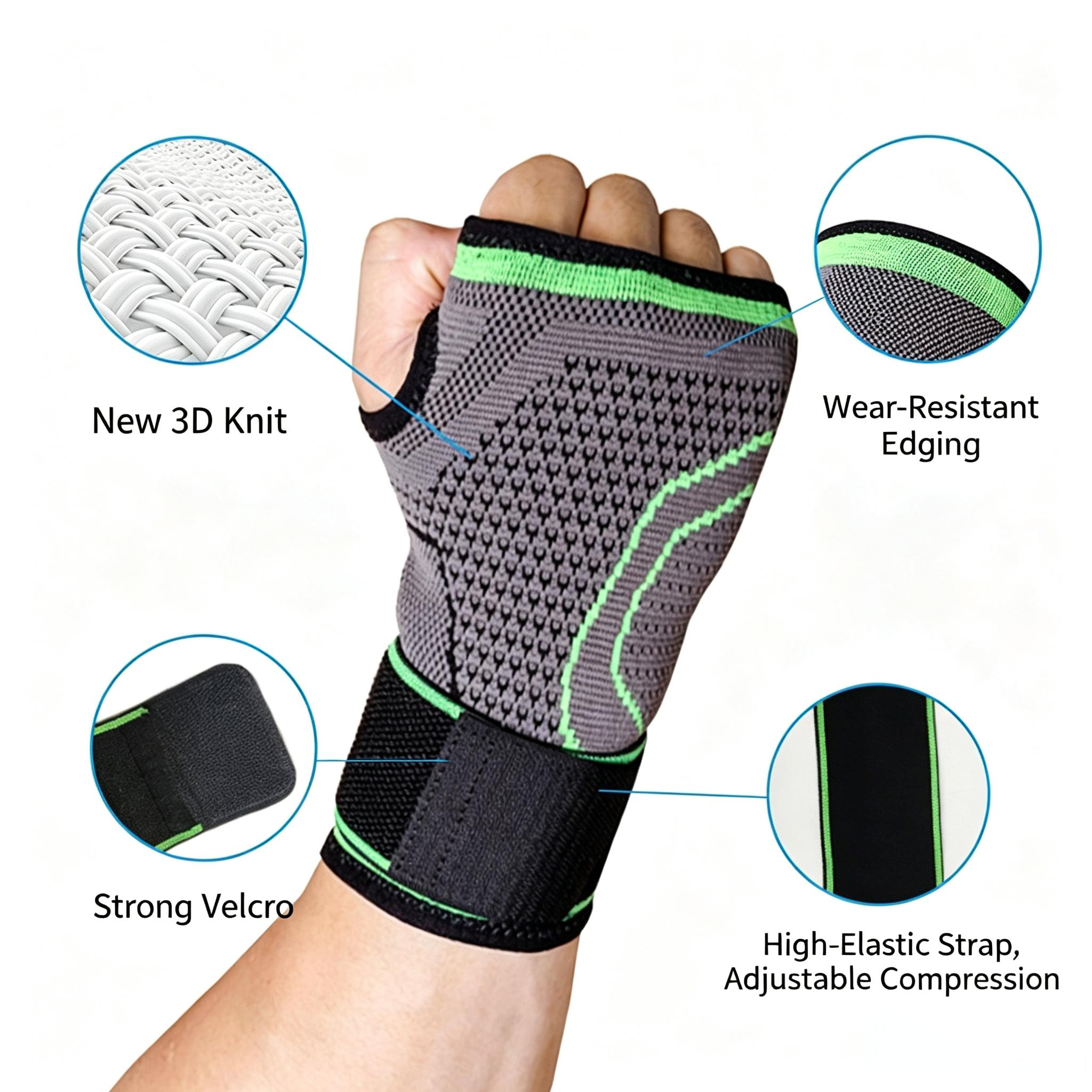 Knitted Wrist Support Palm Brace Compression Hand Glove Adjustable Strap for Gym Weight Lifting Cycling Badminton Sports Hand Protection