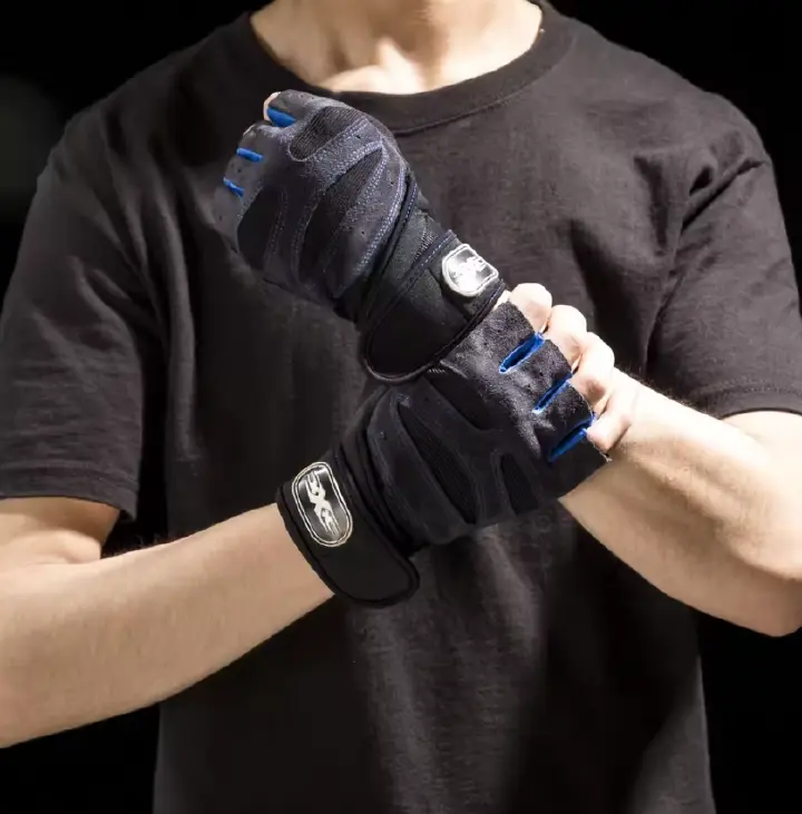 Unisex Half Finger Sports Gloves Long Wrist Support Gym Gloves Weightlifting Barbell Training Non Slip Breathable Motorcycle Cycling Outdoor Fitness Gloves