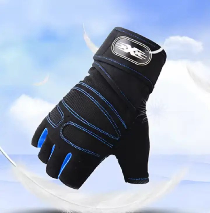 Unisex Half Finger Sports Gloves Long Wrist Support Gym Gloves Weightlifting Barbell Training Non Slip Breathable Motorcycle Cycling Outdoor Fitness Gloves