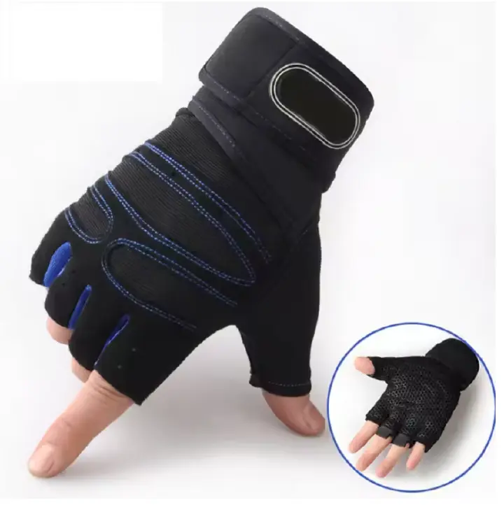 Unisex Half Finger Sports Gloves Long Wrist Support Gym Gloves Weightlifting Barbell Training Non Slip Breathable Motorcycle Cycling Outdoor Fitness Gloves