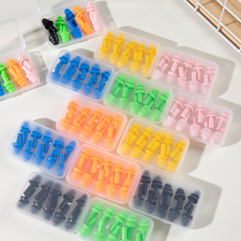 Silicone Swimming Ear Plugs 5 Pairs Reusable Washable Waterproof Earplugs Noise Reduction Ear Protector for Swimming Rafting Shower