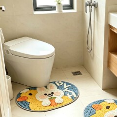 Bathroom Water-Absorbing Mat - Imitation Wool Silica Gel Floor Mat - Bathroom Anti-Slip Quick-Drying Soft Foot Mat