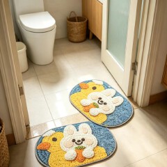 Bathroom Water-Absorbing Mat - Imitation Wool Silica Gel Floor Mat - Bathroom Anti-Slip Quick-Drying Soft Foot Mat