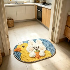 Bathroom Water-Absorbing Mat - Imitation Wool Silica Gel Floor Mat - Bathroom Anti-Slip Quick-Drying Soft Foot Mat