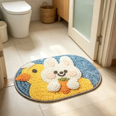 Bathroom Water-Absorbing Mat - Imitation Wool Silica Gel Floor Mat - Bathroom Anti-Slip Quick-Drying Soft Foot Mat