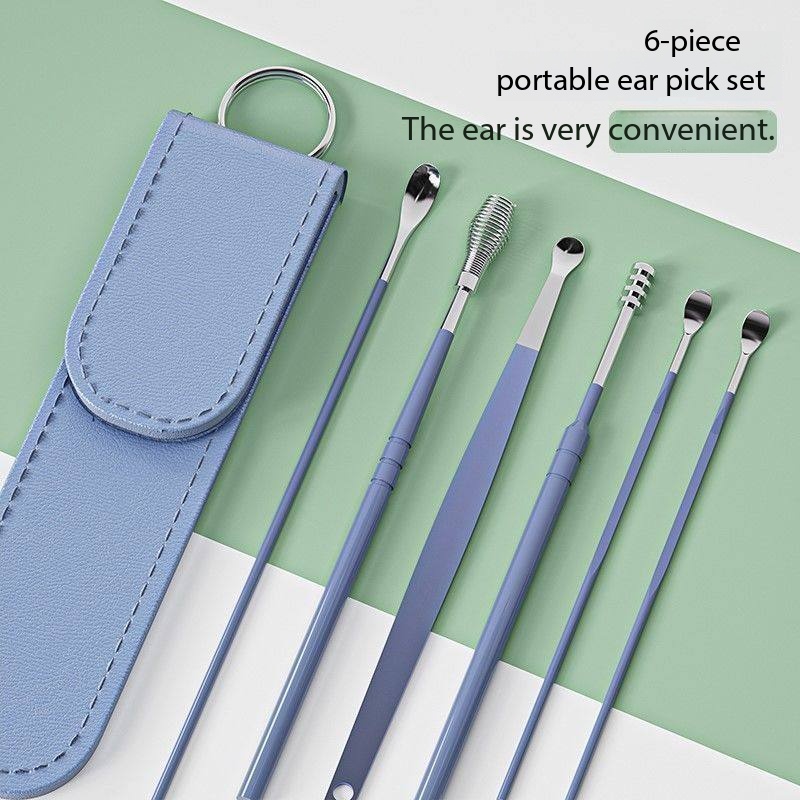 Ear cleaning kit - stainless steel spiral-shaped ear pick set - six-piece set for easy and efficient ear cleaning. Durable, multi-functional and portable. Perfect for cleaning ears. view 10