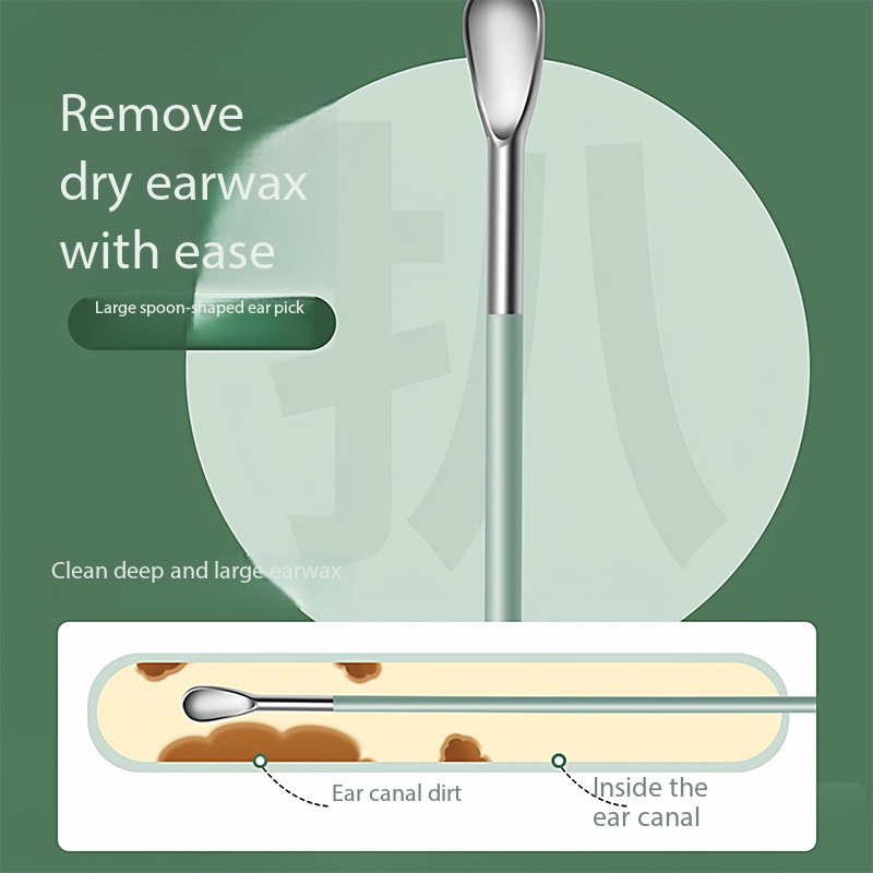 Ear cleaning kit - stainless steel spiral-shaped ear pick set - six-piece set for easy and efficient ear cleaning. Durable, multi-functional and portable. Perfect for cleaning ears. view 2