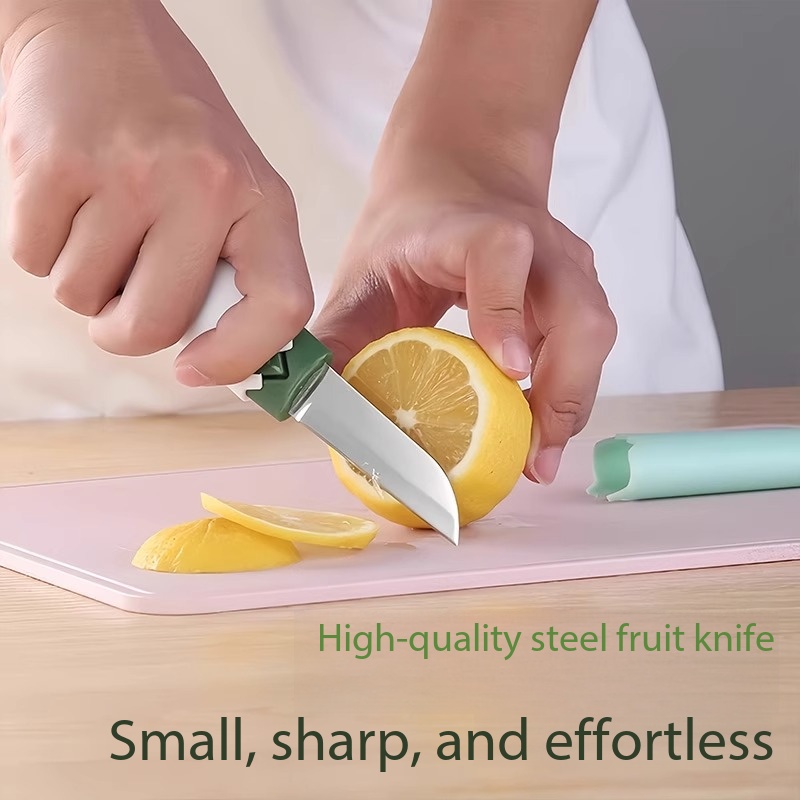 Stainless steel double-sided double-bladed fruit knife for peeling, versatile kitchen fruit peeler for various fruits, outdoor portable knife