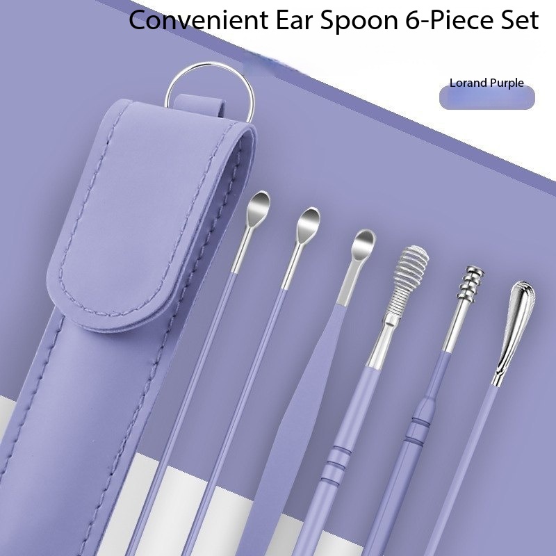 Ear cleaning kit - stainless steel spiral-shaped ear pick set - six-piece set for easy and efficient ear cleaning. Durable, multi-functional and portable. Perfect for cleaning ears. view 5