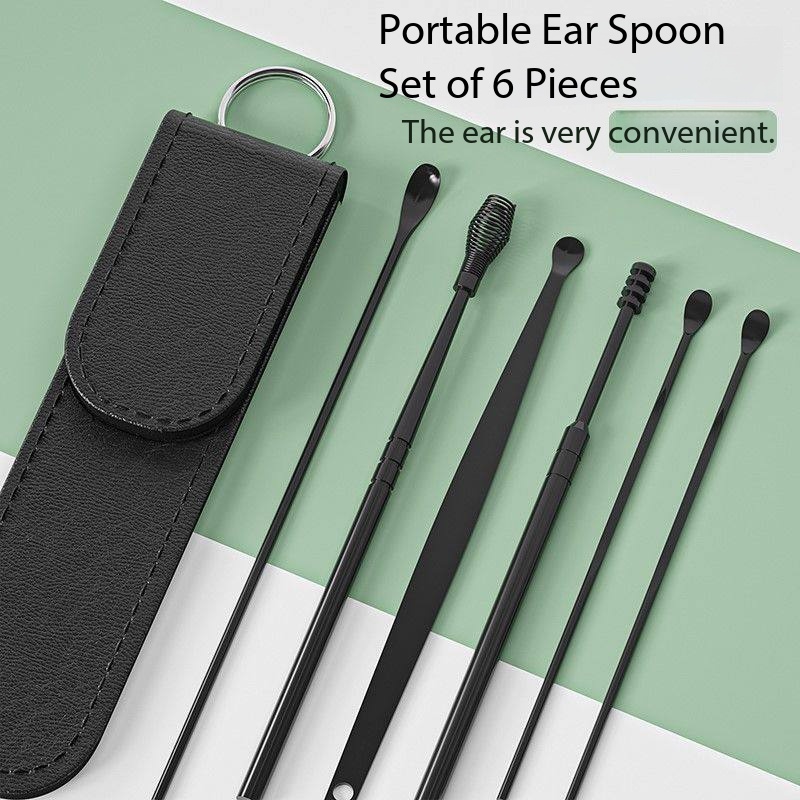 Ear cleaning kit - stainless steel spiral-shaped ear pick set - six-piece set for easy and efficient ear cleaning. Durable, multi-functional and portable. Perfect for cleaning ears. view 7