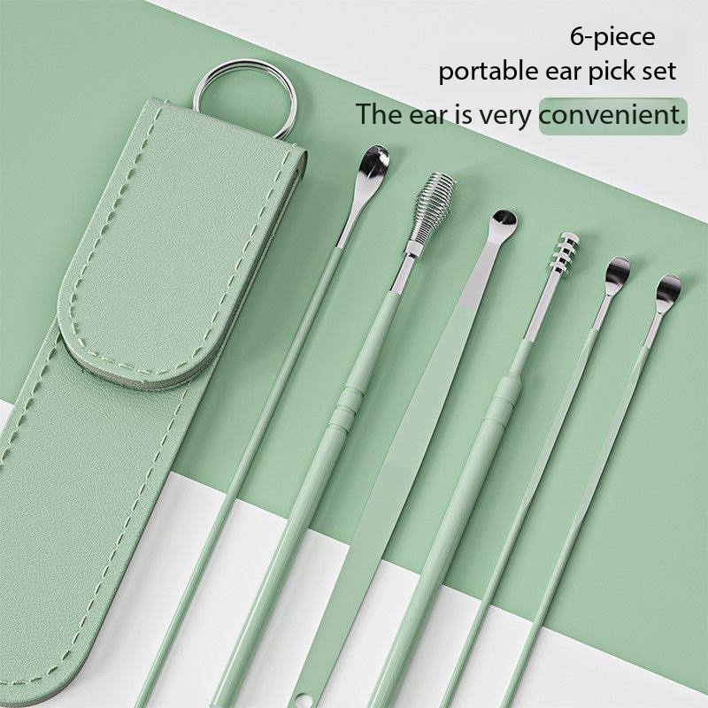 Ear cleaning kit - stainless steel spiral-shaped ear pick set - six-piece set for easy and efficient ear cleaning. Durable, multi-functional and portable. Perfect for cleaning ears. view 6