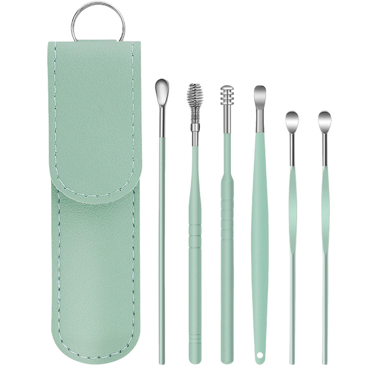 Ear cleaning kit - stainless steel spiral-shaped ear pick set - six-piece set for easy and efficient ear cleaning. Durable, multi-functional and portable. Perfect for cleaning ears. view 4